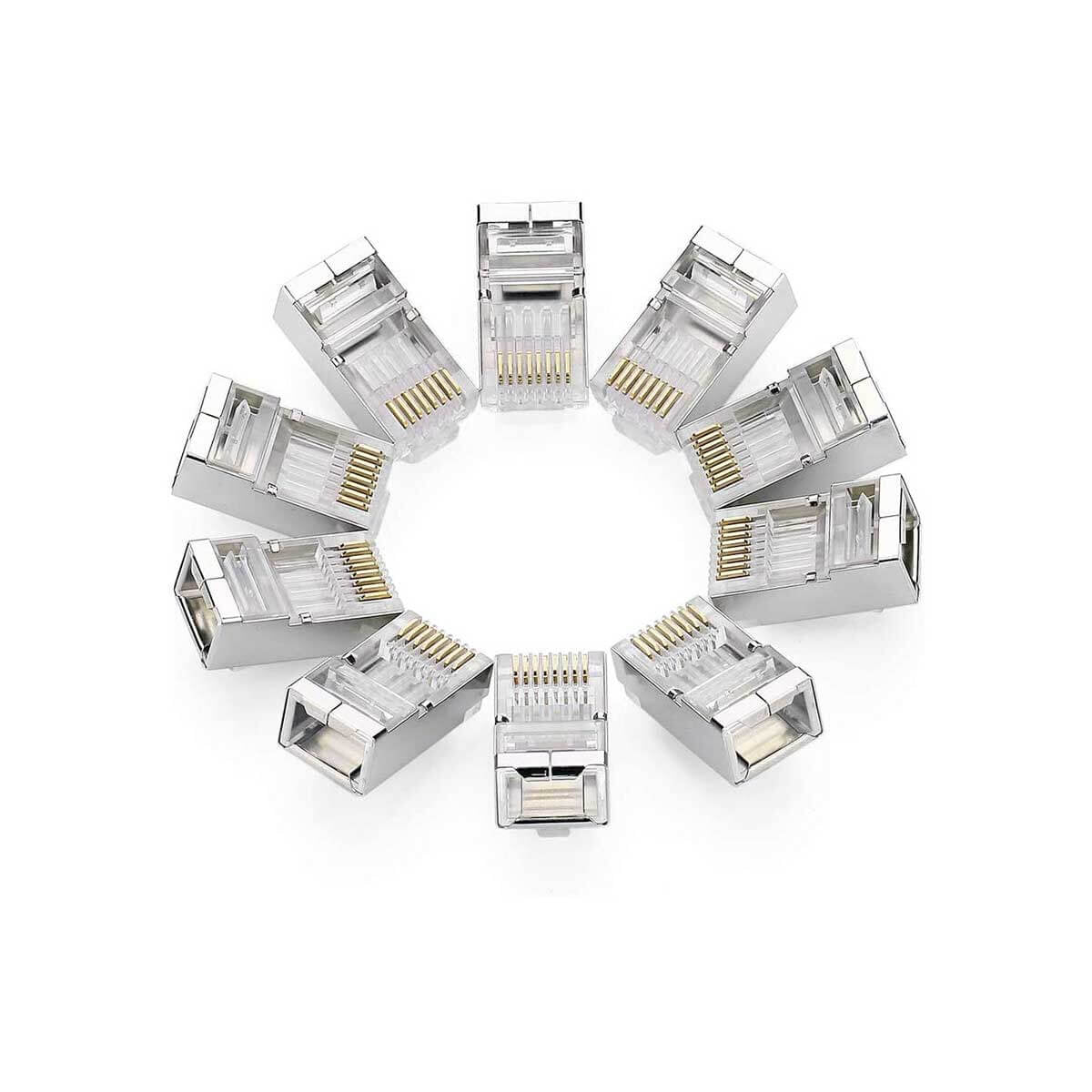 UGREEN 20333 – Conector RJ45 Cat 6 Metálico (Pacote com 10 unidades)
