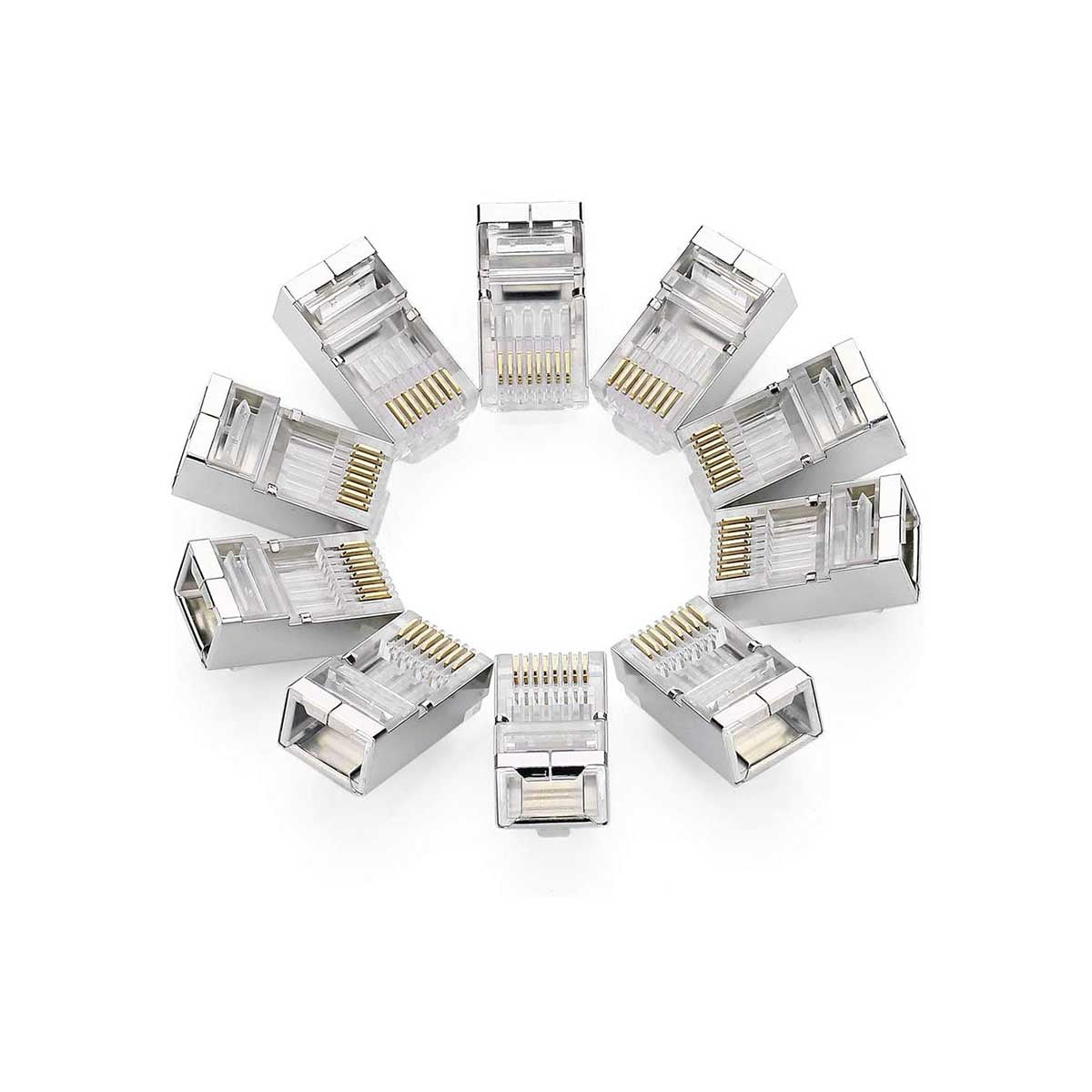 UGREEN 20333 – Conector RJ45 Cat 6 Metálico (Pacote com 10 unidades)
