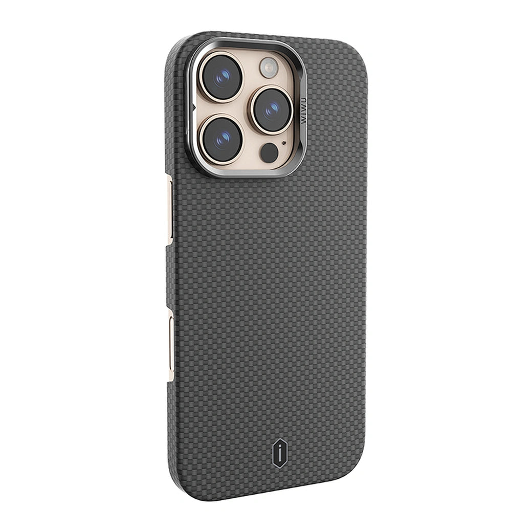 Capa Aramid Armor WiWU DCC-208 | Fibra de Aramida Autêntica com Suporte de Câmara Multiângulo – Proteção Ultra Resistente para iPhone 16 Pro Max / 17 Pro Max