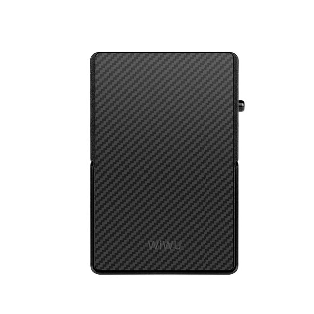 Carteira Magnética WiWU Warriors Carbon MagSafe (MW-007) | Construção em Fibra de Aramida e Alumínio, Bloqueio RFID e Suporte de Visualização Ajustável