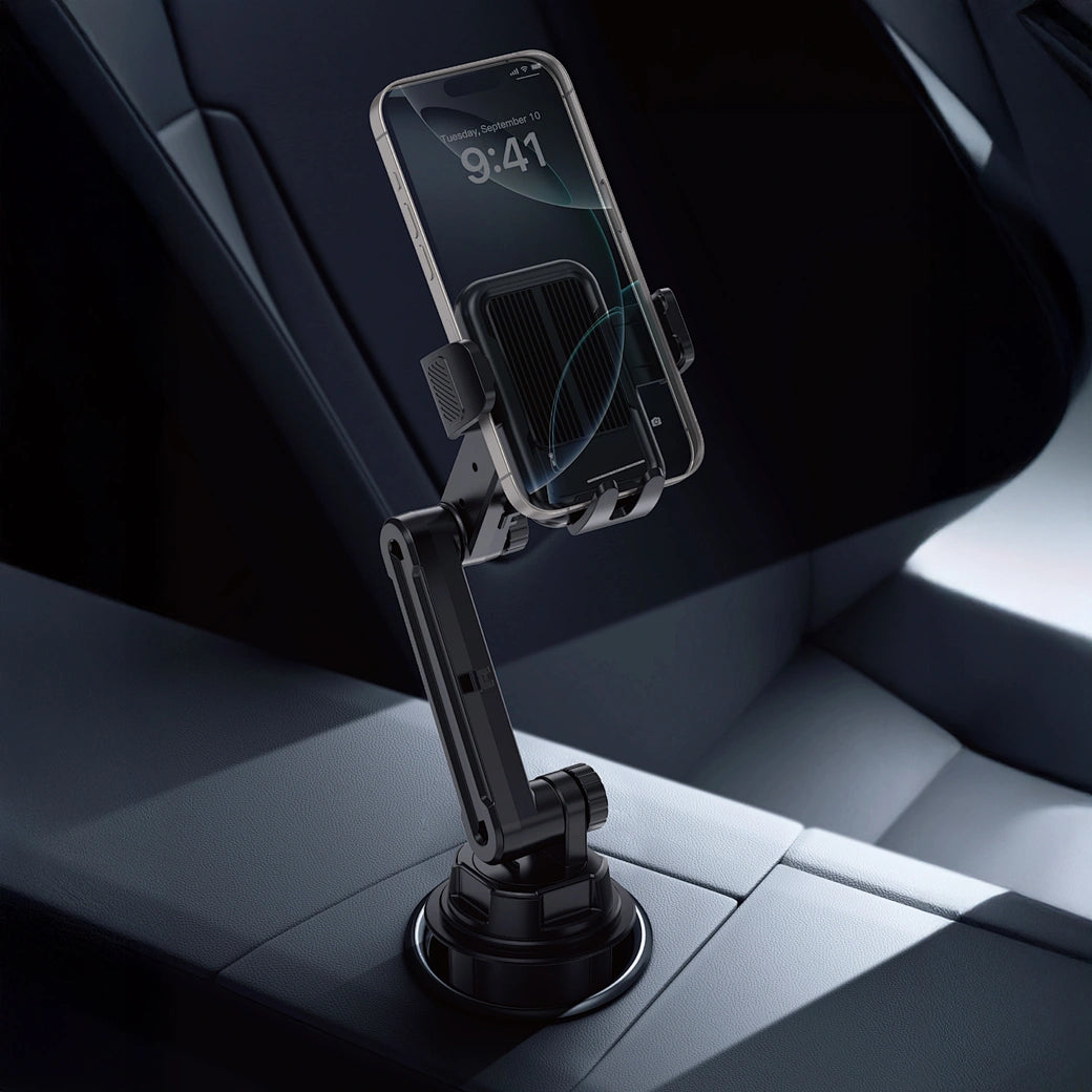 Suporte Automotivo WiWU Gentleman (WI-CH059) | Fixação Ultra Estável para Porta-Copos com Braço Articulado Dobrável e Rotação 360°