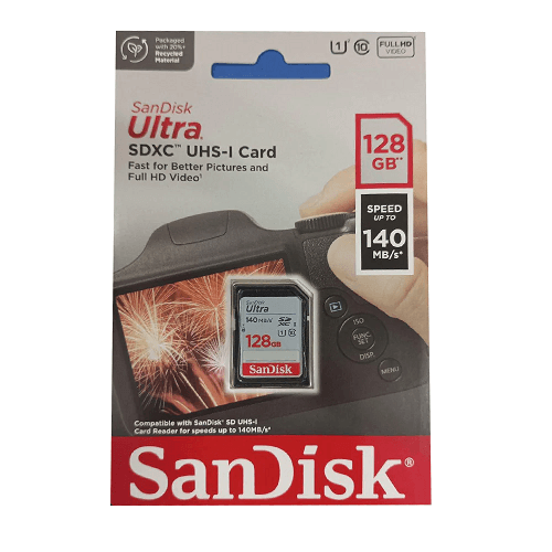 SanDisk Ultra 128GB SD Card SDXC Class 10 UHS-I com Velocidade de Leitura de 140MB/s