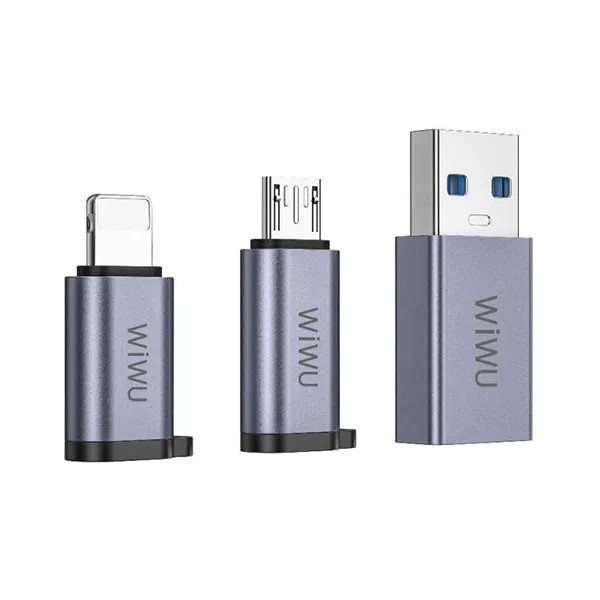 WiWU WI-C031 Concise Series 3 em 1 Type-C to USB-A/Type-C/Lightning Adapter