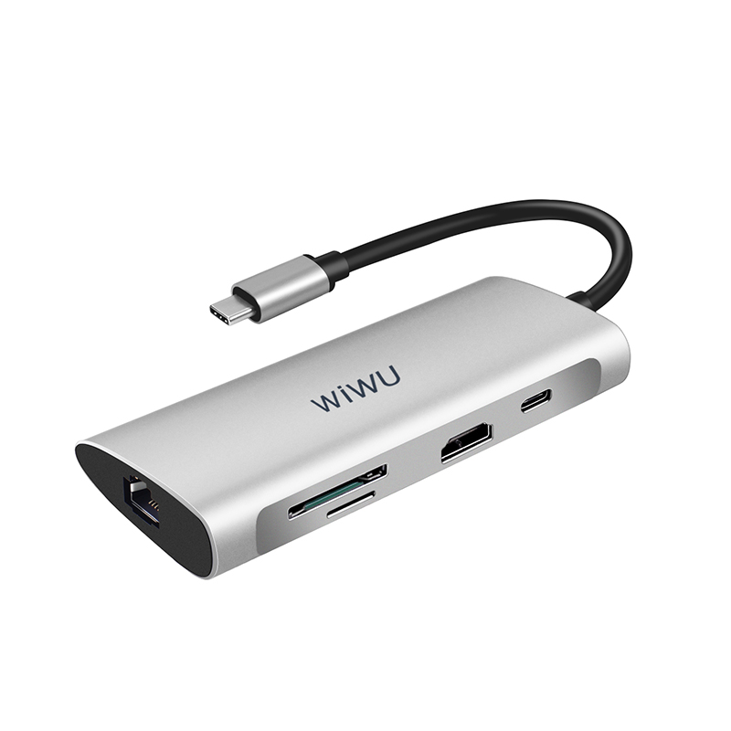WiWU Alpha 831HRT Hub USB Tipo C 8 em 1 Adaptador Multifuncional