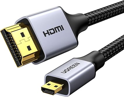UGREEN 4K Micro HDMI to HDMI Cable 6.6FT, Aluminum Shell Braided 18Gbps 4K 60Hz HDR 3D ARC
