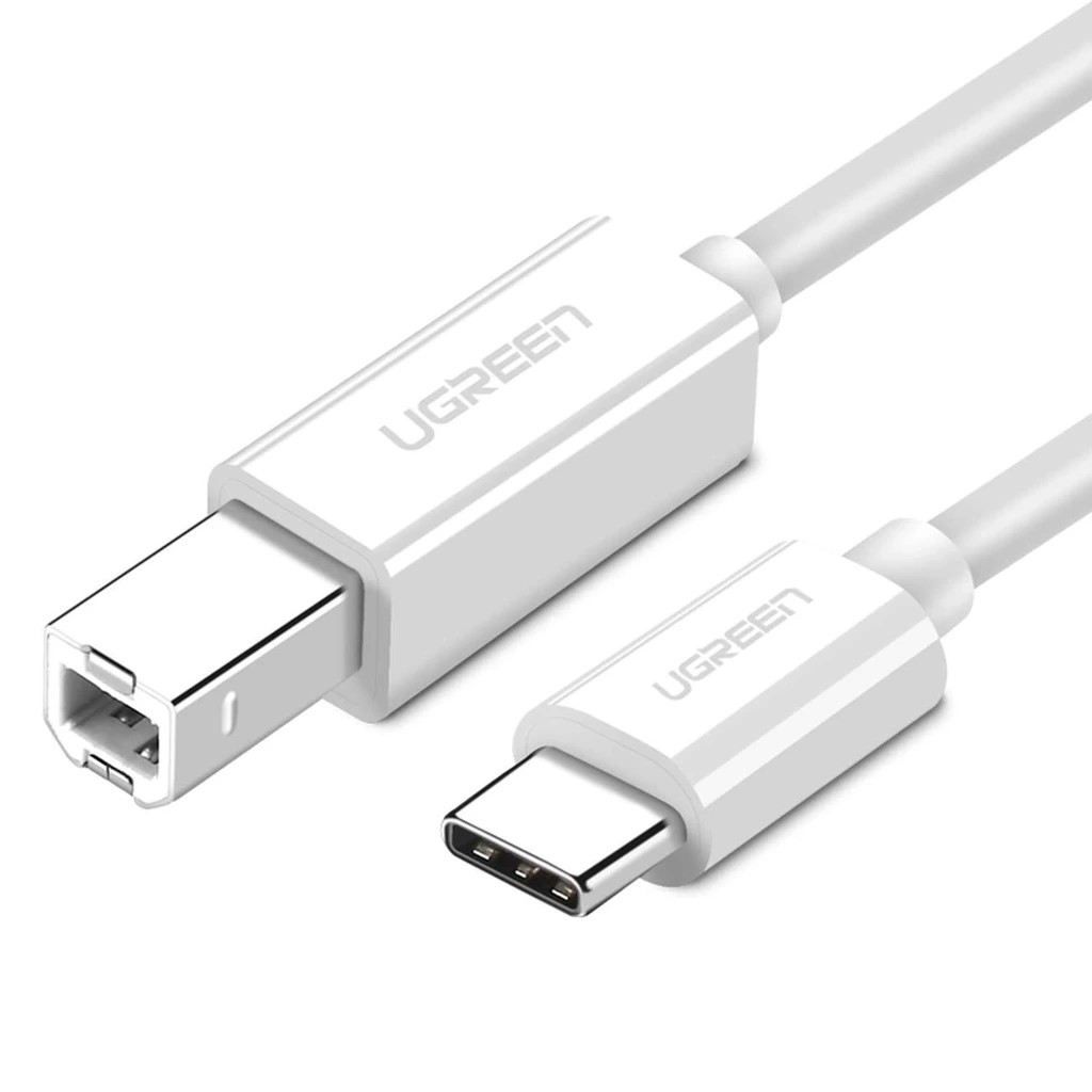 Cabo Ugreen US241 USB-C / USB-B 2.0 para scanner e impressora 1.5m - branco