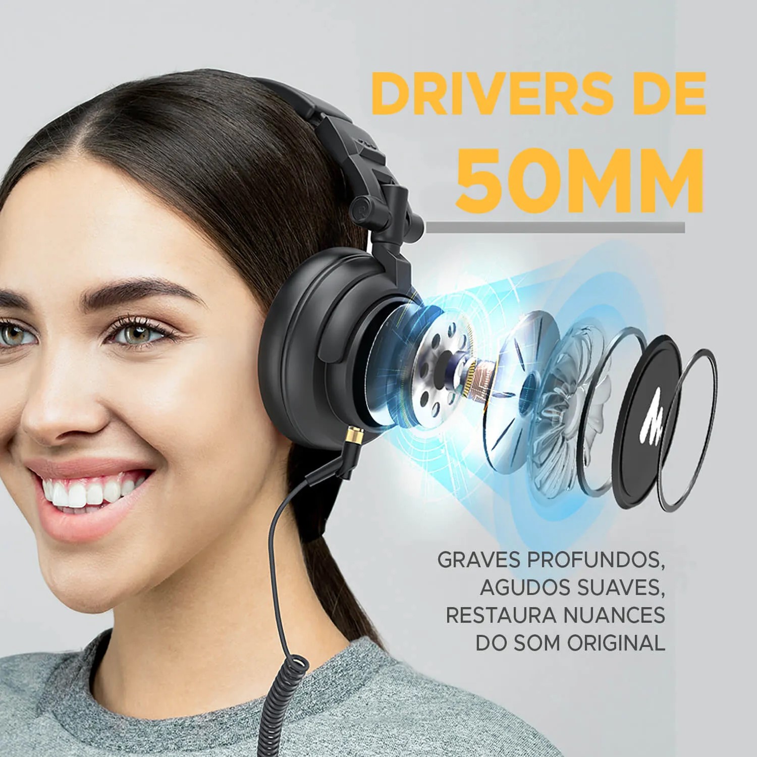 MAONO 50MM Drivers Fones de Ouvido de Estúdio AU-MH601 - Image 3