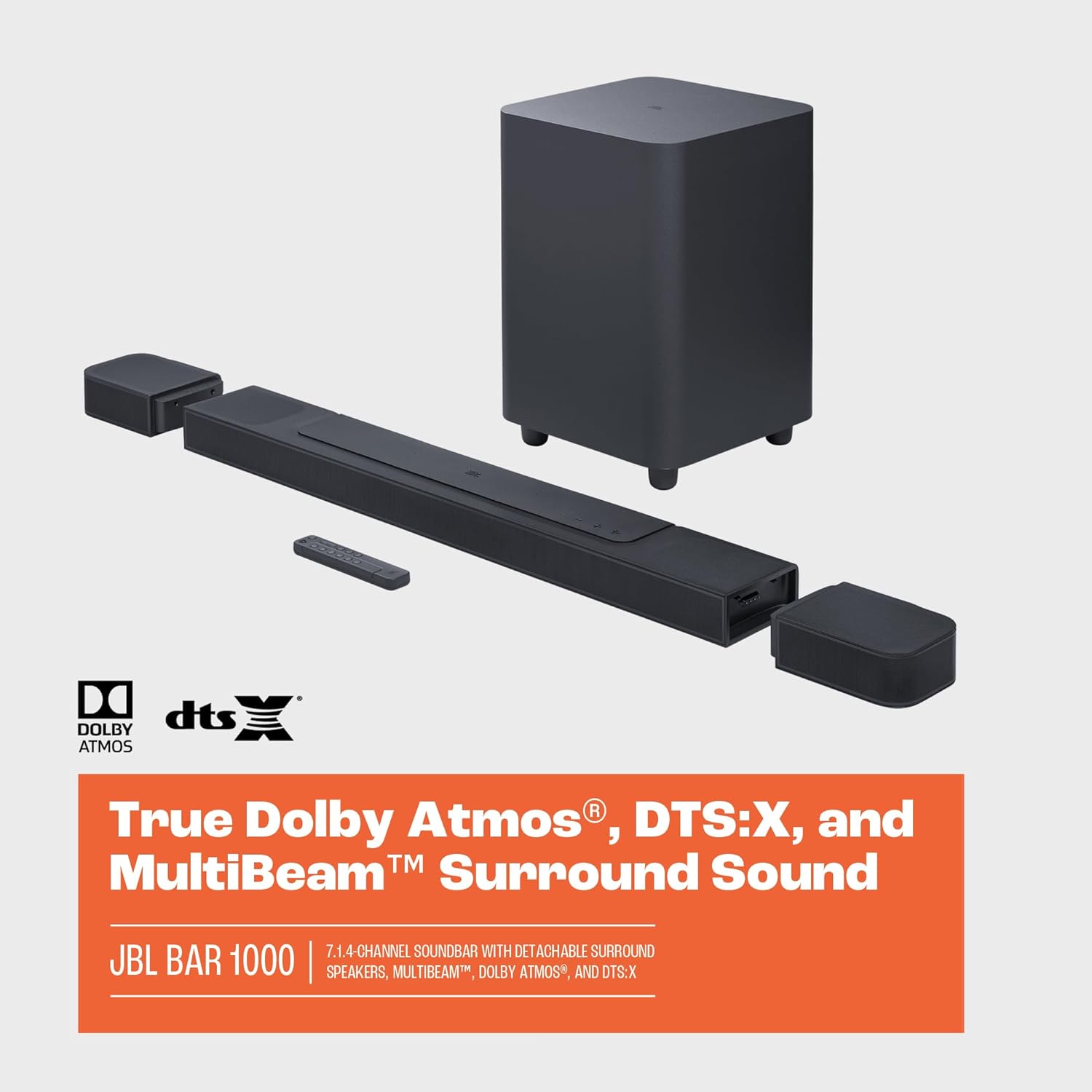 JBL Bar 1000: 7.1.4-Channel soundbar with Detachable Surround Speakers, MultiBeam™, Dolby Atmos®, and DTS:X®, Black - Image 6