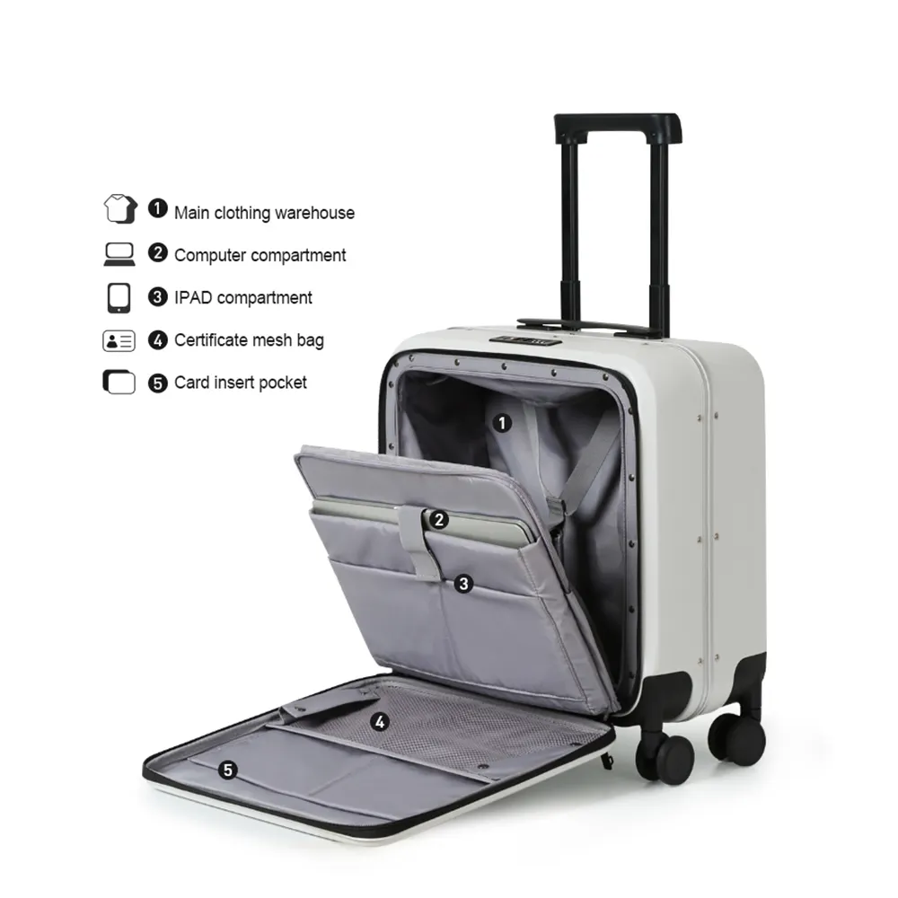 Milada Custom Aluminum Spinner Wheel Trolley Suitcase - Image 4