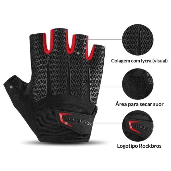 Luvas de Ciclismo ROCKBROS S169BR Half Finger - Image 3