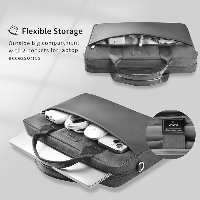 WiWU Minimalist Laptop Bag Pro 14" – Cor Grey: - Image 6