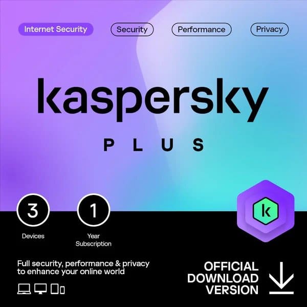 🛡️ Kaspersky Plus – Licença para 3 Dispositivos