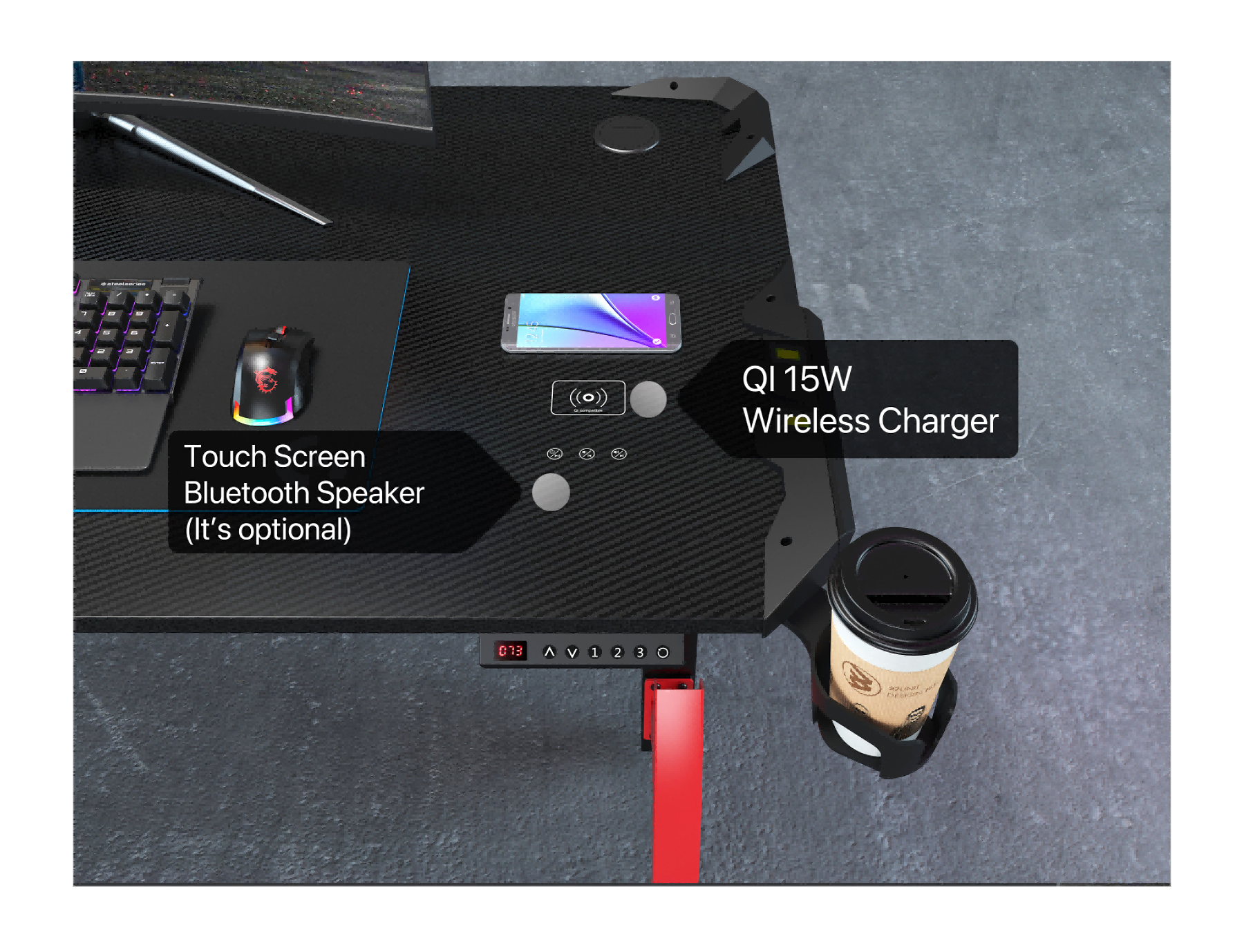 Electronic Standing Desk GT‑022 – Mesa Gamer Ajustável c/ LED RGB - Image 2