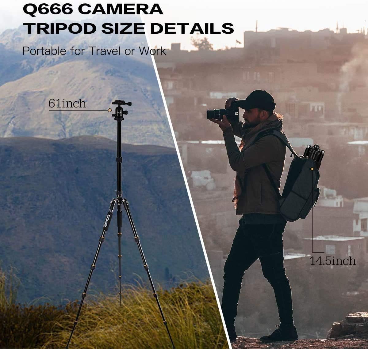 Zomei Q666 – Tripé Profissional em Alumínio e Magnésio - Image 8