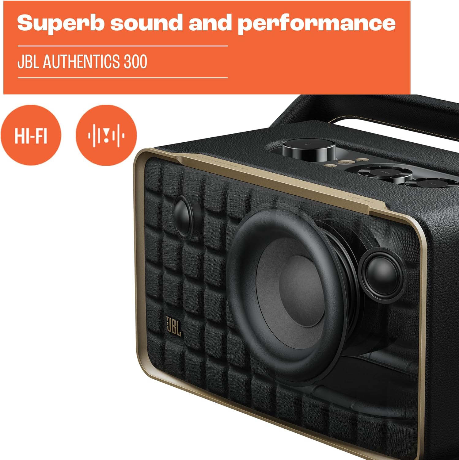 🔊 JBL Authentics 300 – Coluna Bluetooth Portátil com Design Retro e Som Premium - Image 5