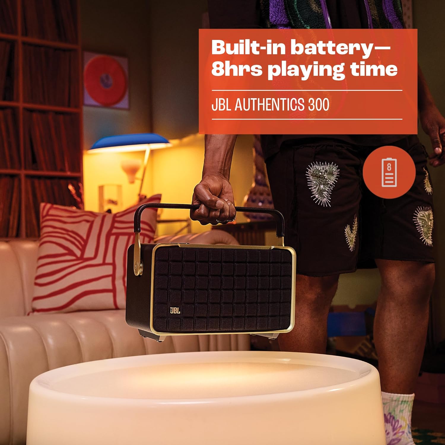 🔊 JBL Authentics 300 – Coluna Bluetooth Portátil com Design Retro e Som Premium - Image 2