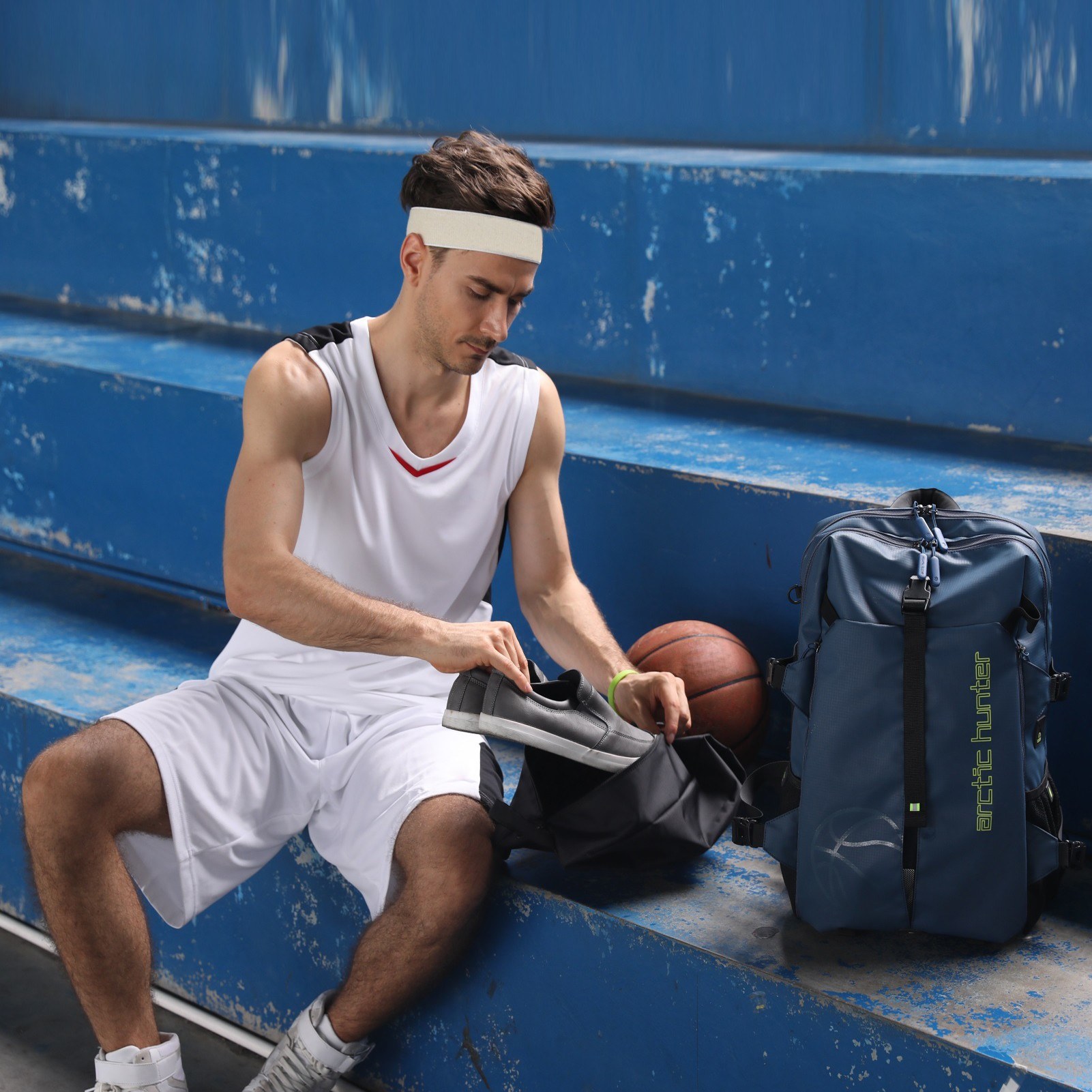 Arctic Hunter B00391 – Mochila Anti-Roubo à Prova d’Água (Blue/Grey) - Image 4