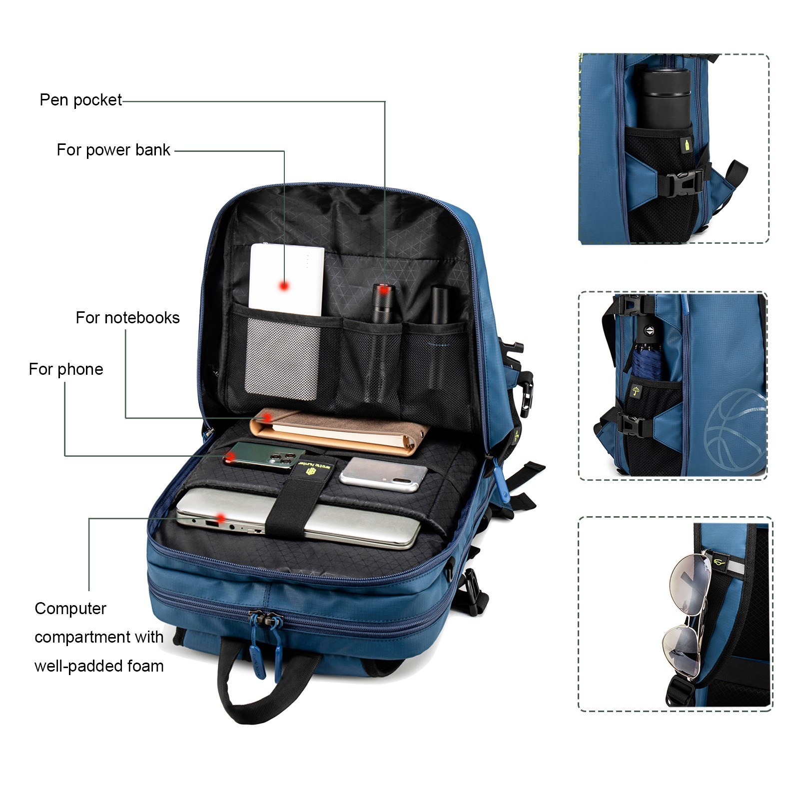 Arctic Hunter B00391 – Mochila Anti-Roubo à Prova d’Água (Blue/Grey) - Image 5