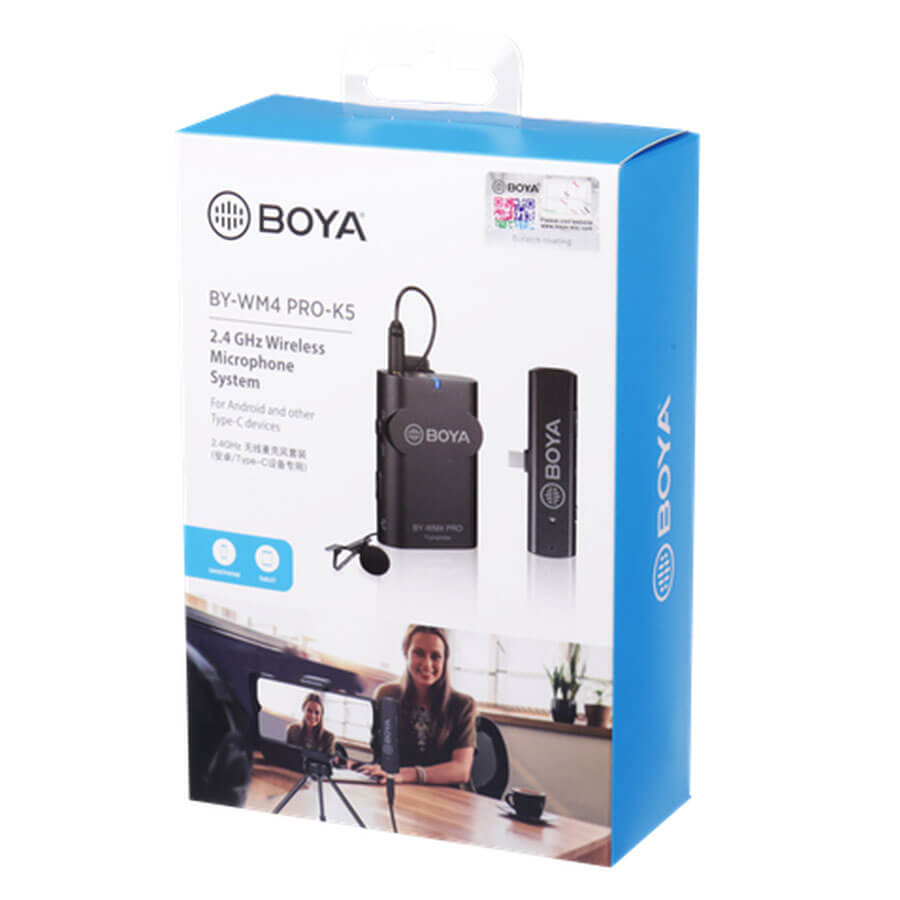 BOYA BY‑WM4 PRO‑K5 – Sistema de Microfone Sem Fio 2.4 GHz para USB‑C