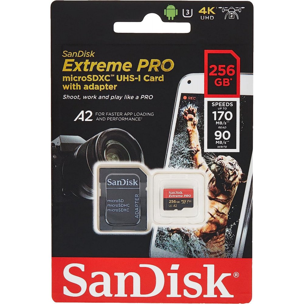 Carrinhoão microSDXC SanDisk Extreme PRO UHS-I 256GB