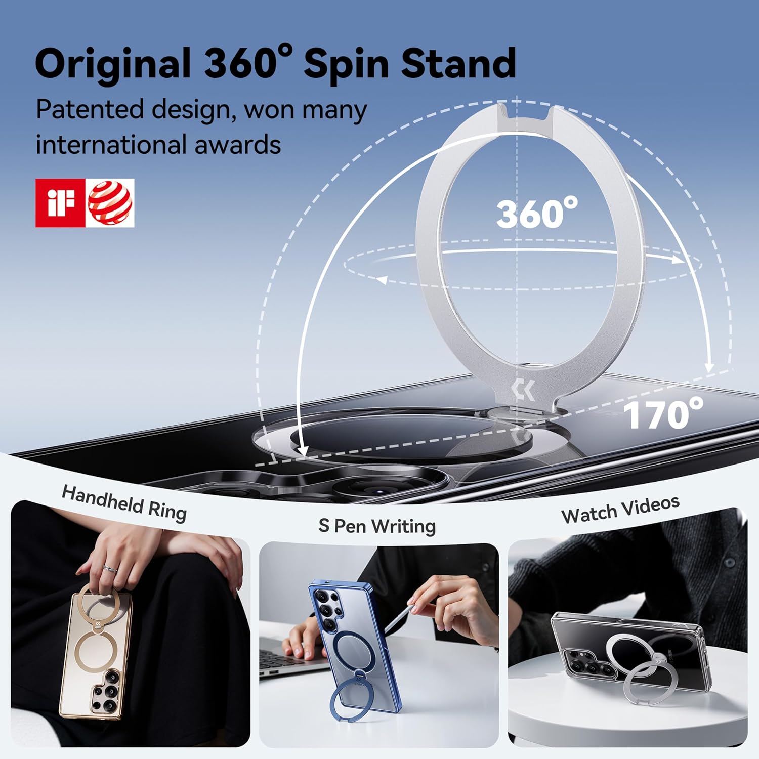 BL038 – Capa Transparente Magnética com Suporte Rotativo 360° para Samsung Galaxy S25 / S25 Ultra - Image 7