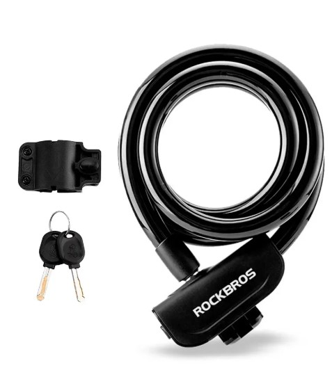 Cadeado de Bicicleta Rockbros RKS515-BK com Chave 1,1 m – Preto