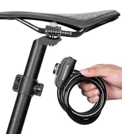 Cadeado de Bicicleta Rockbros RKS515-BK com Chave 1,1 m – Preto - Image 3