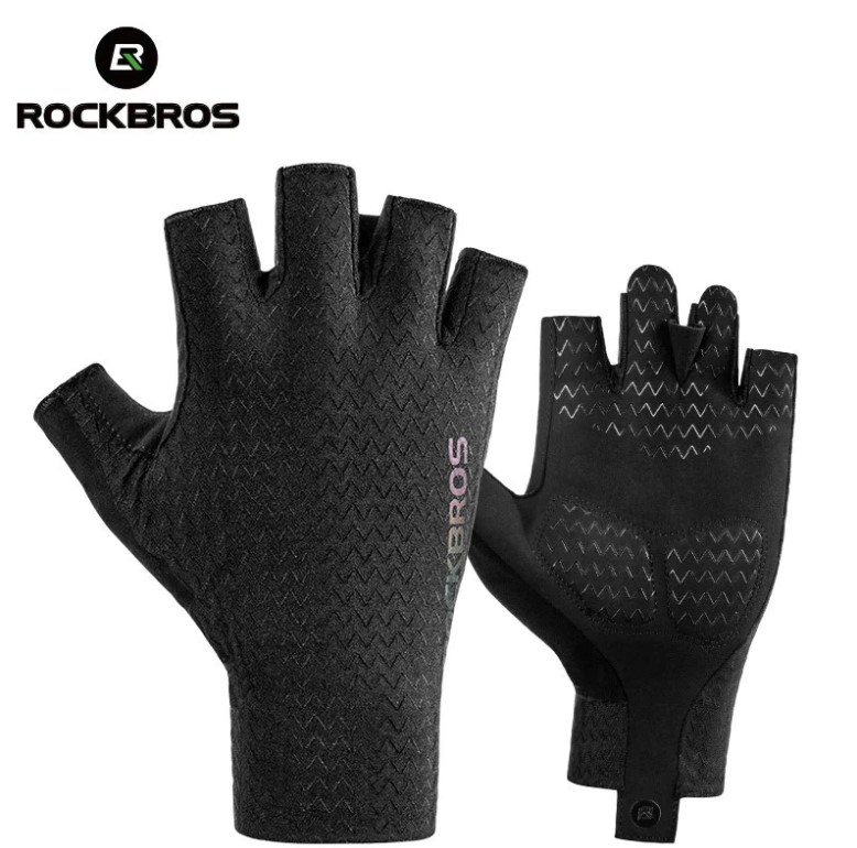 Luvas de Bicicleta ROCKBROS S221BK-L Meio Dedo – Preto