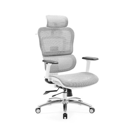 Cadeira de Escritório com Encosto Alto em Tela e Apoio de Cabeça 3D Carson (White Frame) - Image 4