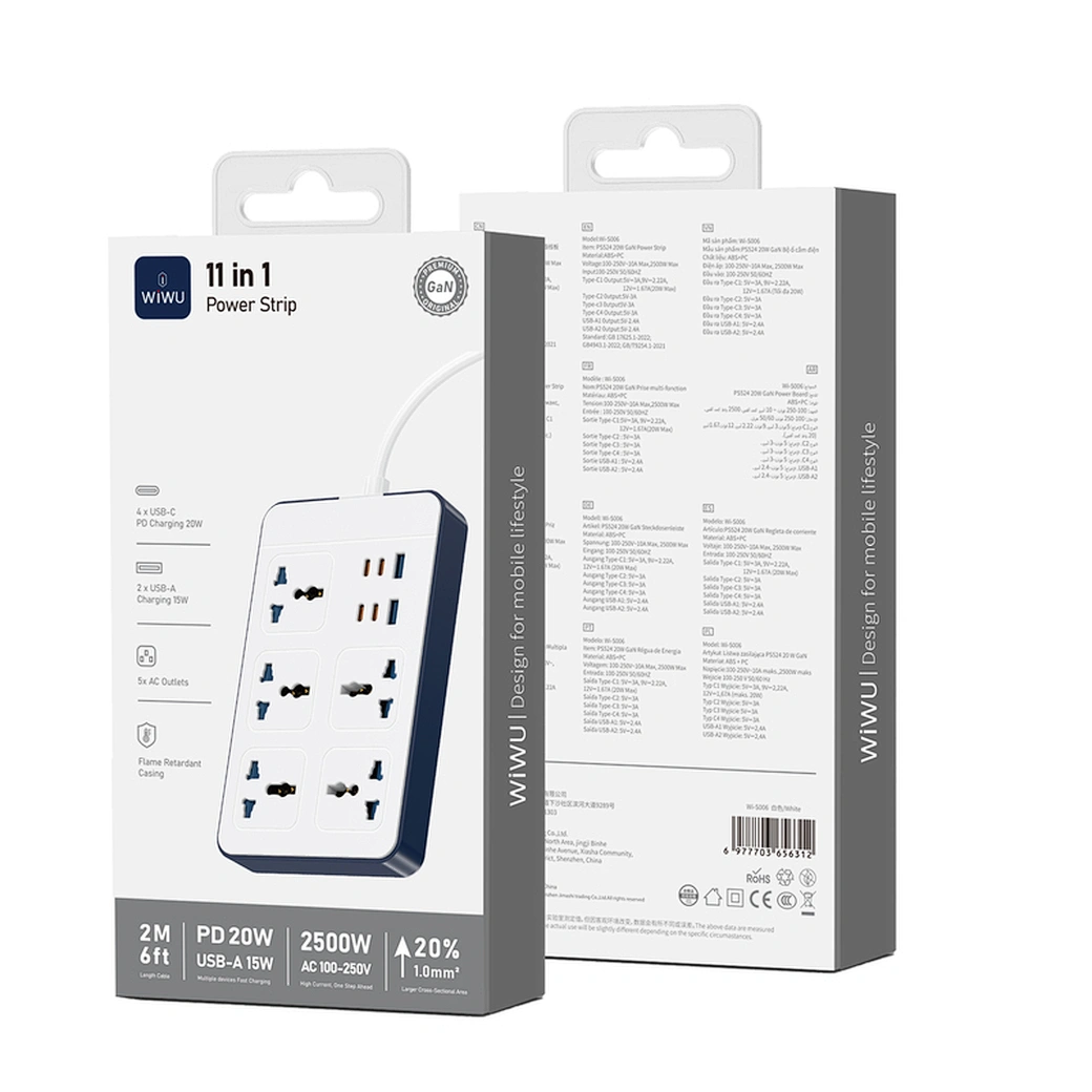 WiWU Wi‑S006 PS524 20W GaN 11‑in‑1 Multifunction Power Strip - Image 5