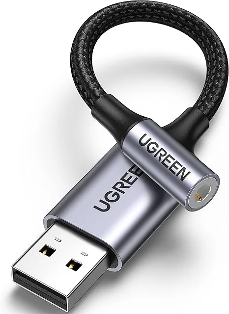 UGREEN 30757 – Adaptador de Áudio USB 2.0 para 3,5 mm (Alumínio, 25 cm)