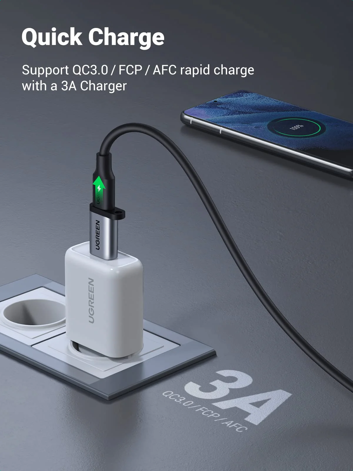 UGREEN 50533 – Adaptador USB-A 3.0 para USB-C (Cinza) - Image 3