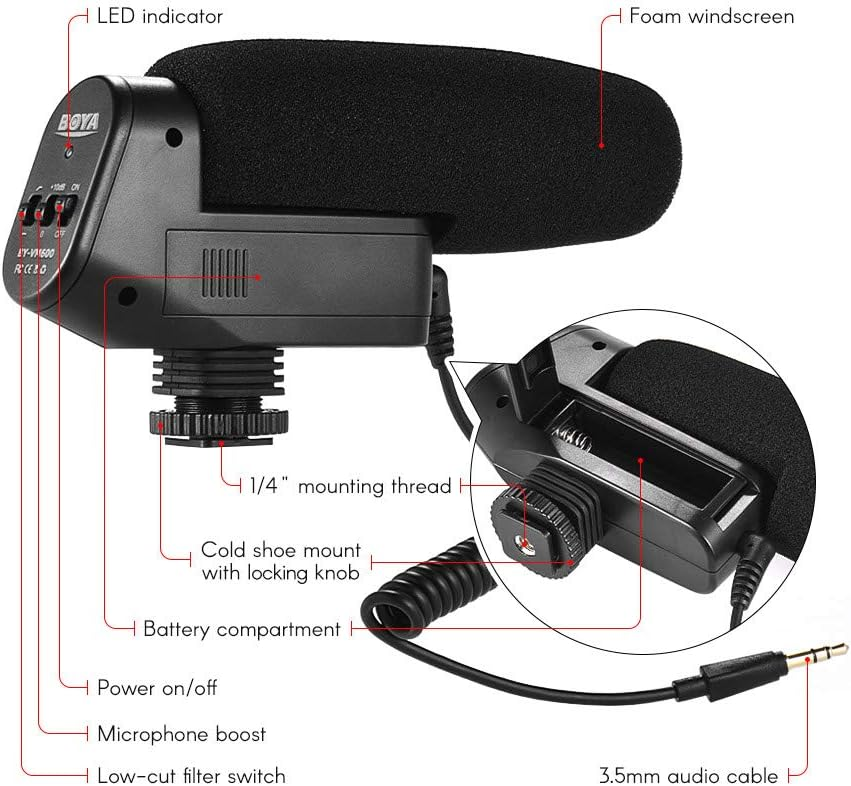 Microfone Condensador BOYA BY-VM600 para Câmeras DSLR - Image 2